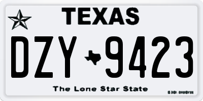 TX license plate DZY9423