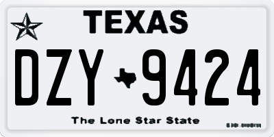 TX license plate DZY9424