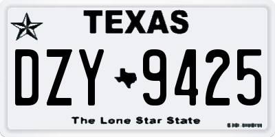 TX license plate DZY9425