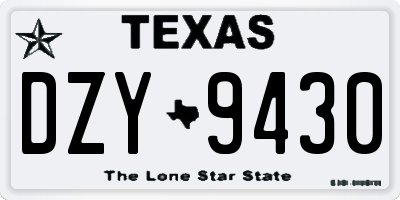 TX license plate DZY9430