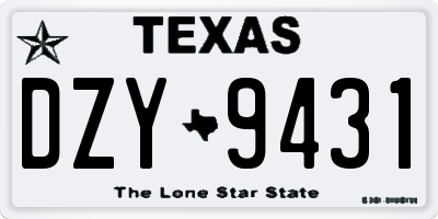 TX license plate DZY9431