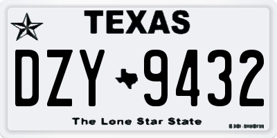 TX license plate DZY9432