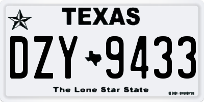 TX license plate DZY9433