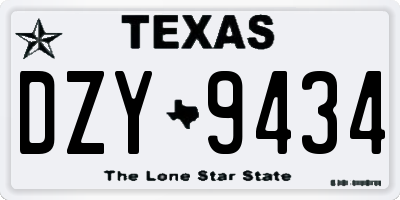 TX license plate DZY9434