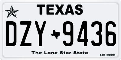 TX license plate DZY9436