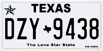 TX license plate DZY9438