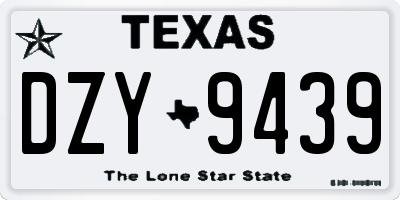 TX license plate DZY9439