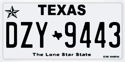 TX license plate DZY9443