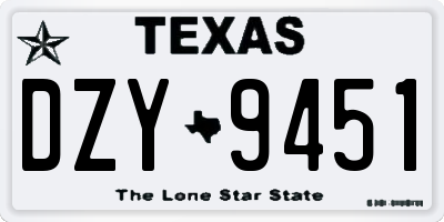 TX license plate DZY9451