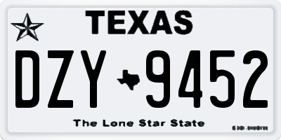 TX license plate DZY9452