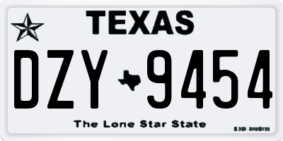 TX license plate DZY9454