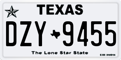 TX license plate DZY9455