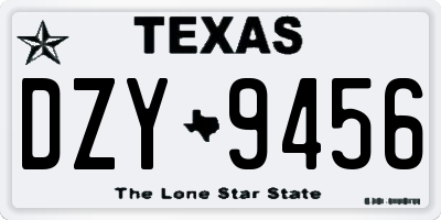 TX license plate DZY9456