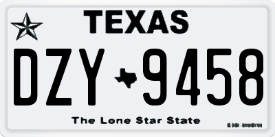 TX license plate DZY9458