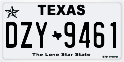 TX license plate DZY9461