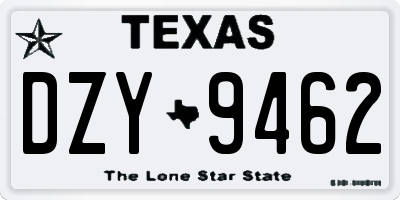 TX license plate DZY9462