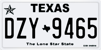 TX license plate DZY9465