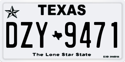 TX license plate DZY9471