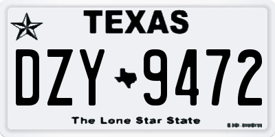 TX license plate DZY9472