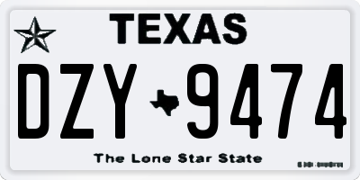 TX license plate DZY9474