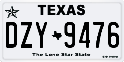 TX license plate DZY9476