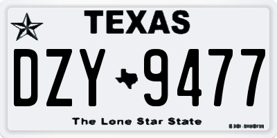 TX license plate DZY9477