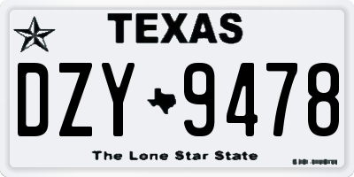 TX license plate DZY9478