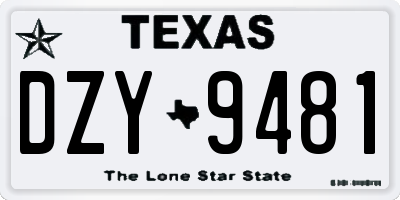 TX license plate DZY9481