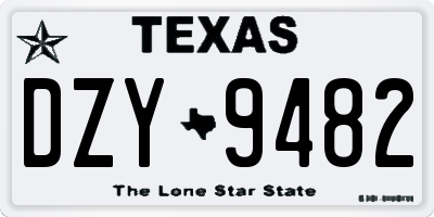 TX license plate DZY9482