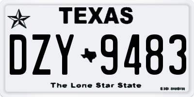 TX license plate DZY9483