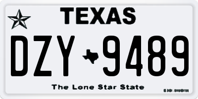 TX license plate DZY9489