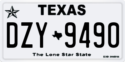 TX license plate DZY9490