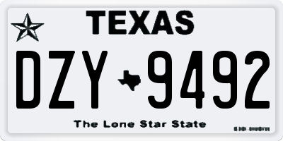 TX license plate DZY9492