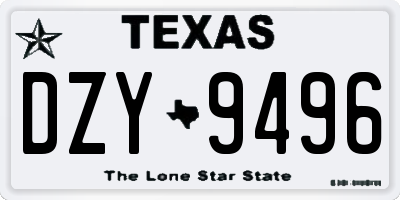 TX license plate DZY9496