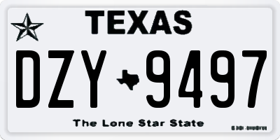 TX license plate DZY9497