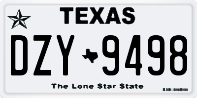 TX license plate DZY9498