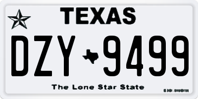 TX license plate DZY9499