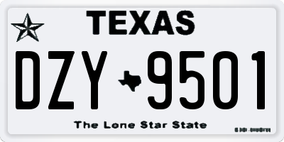 TX license plate DZY9501