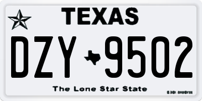 TX license plate DZY9502