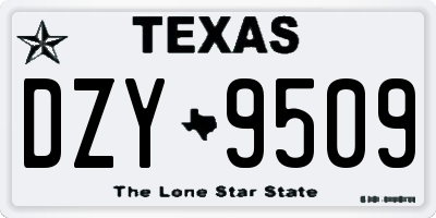 TX license plate DZY9509