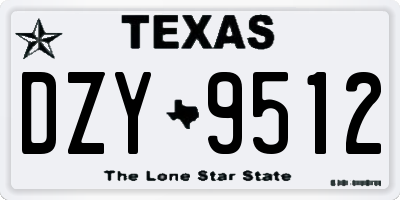 TX license plate DZY9512