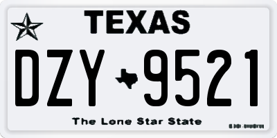 TX license plate DZY9521