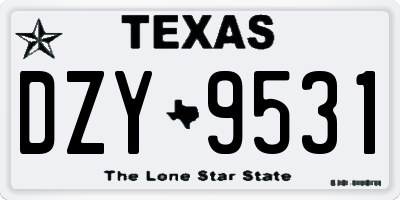 TX license plate DZY9531