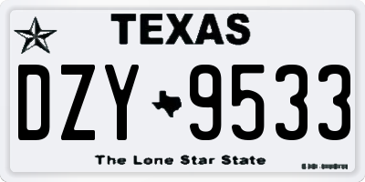 TX license plate DZY9533