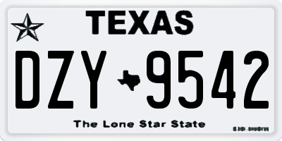 TX license plate DZY9542