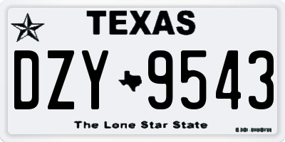 TX license plate DZY9543