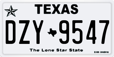 TX license plate DZY9547