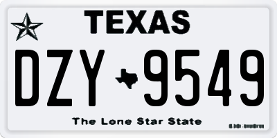 TX license plate DZY9549