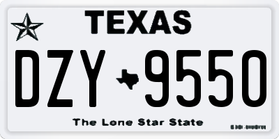 TX license plate DZY9550