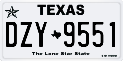 TX license plate DZY9551